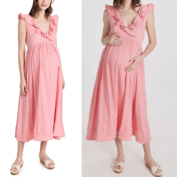 HATCH The Sarah Dress In Peony Pink Maternity Dress - Picture 1 of 10